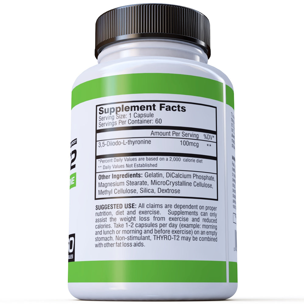 Thyro-T2 label highlights USA-made quality and guarantee.