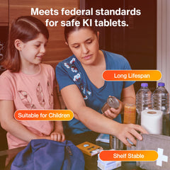 ThyroSafe bottle in an emergency kit among other preparedness items.