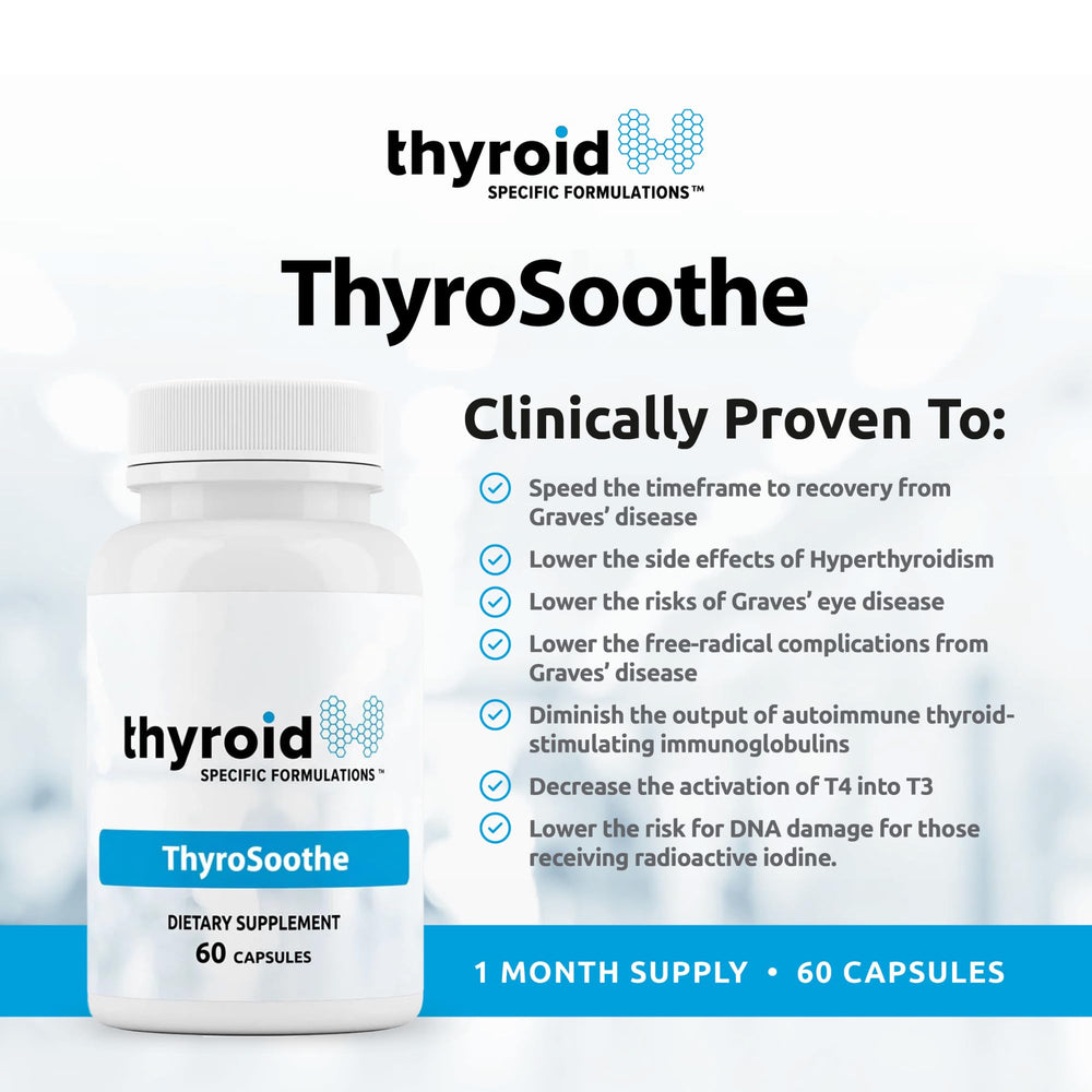 ThyroSoothe capsules close-up highlighting natural formula with selenium and lemon balm