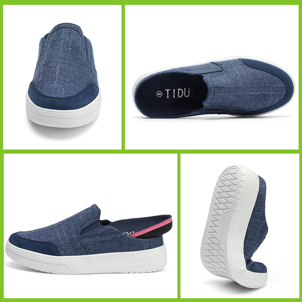 TIDU women's arch-support shoes blue top view with slip-on design.