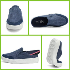 TIDU women's arch-support shoes blue top view with slip-on design.