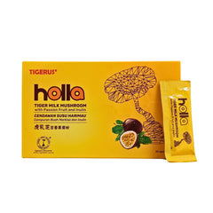 Tigerus Holla Tiger Milk Mushroom bottle showing daily immune and digestive support.