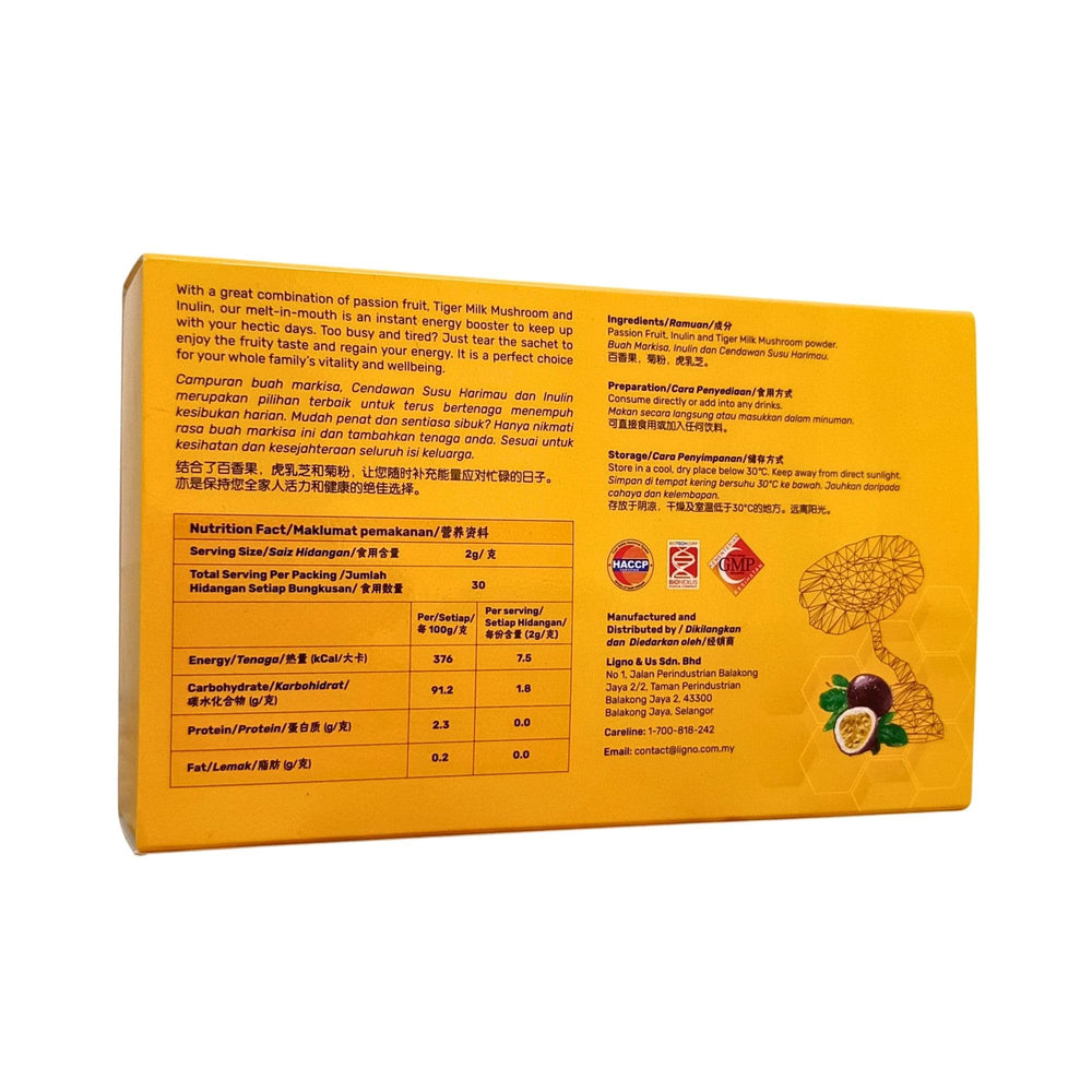 Tigerus Holla Tiger Milk Mushroom packaging highlights premium ingredients.