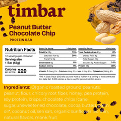 TIMBAR bar unwrapped shows texture and chocolate chips for snack satisfaction