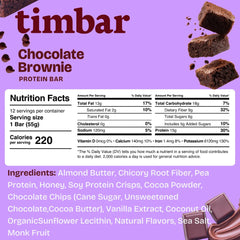 TIMBAR Plant-Based Protein Bars pack designed for on-the-go fueling and protein support.