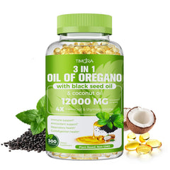 TIMORA 40:1 oregano softgels bottle shows easy to swallow capsules for daily support