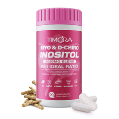 TIMORA Myo-D-Chiro Inositol bottle on table for hormonal balance