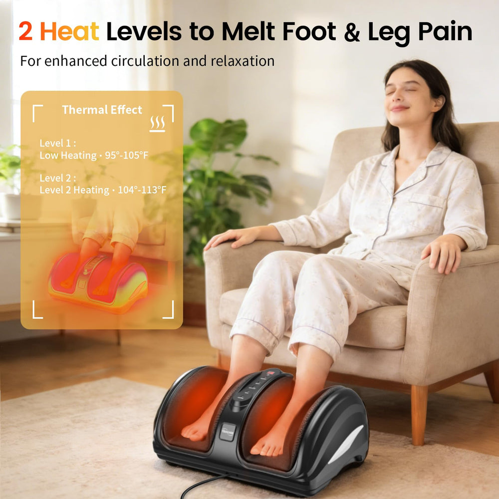 TISSCARE foot massager airbag system surrounds feet for customizable pressure.
