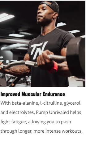 Ingredients panel of Pump Unrivaled featuring core actives and stimulant-free focus