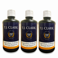 T.J. Clark Legendary Mineral bottle closeup showing natural trace minerals for daily wellness.