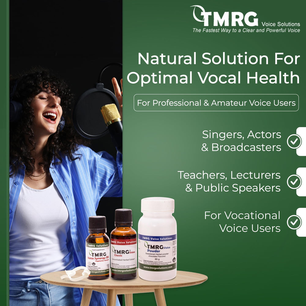 TMRG Powerful Vocal Recovery Kit Large in-use singer demonstrates practical application