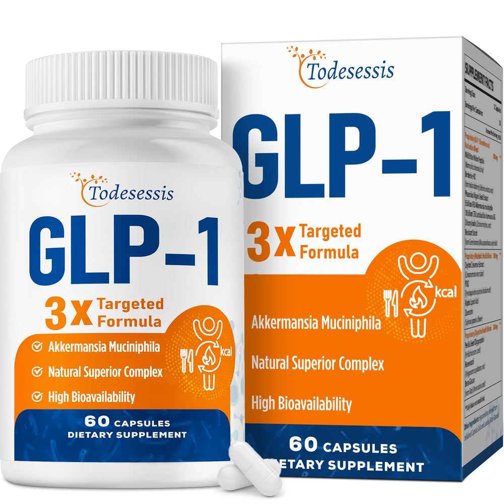 Todesessis GLP-1 Women bottle front—vegan 60-cap capsule supplement for balanced fullness