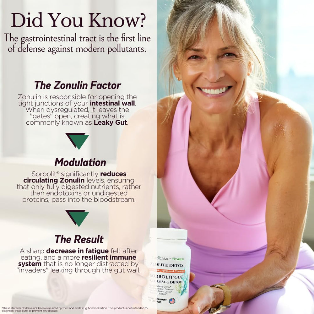 TODICAMP Sorbolit zeolite capsules illustrate gentle detox and waste capture