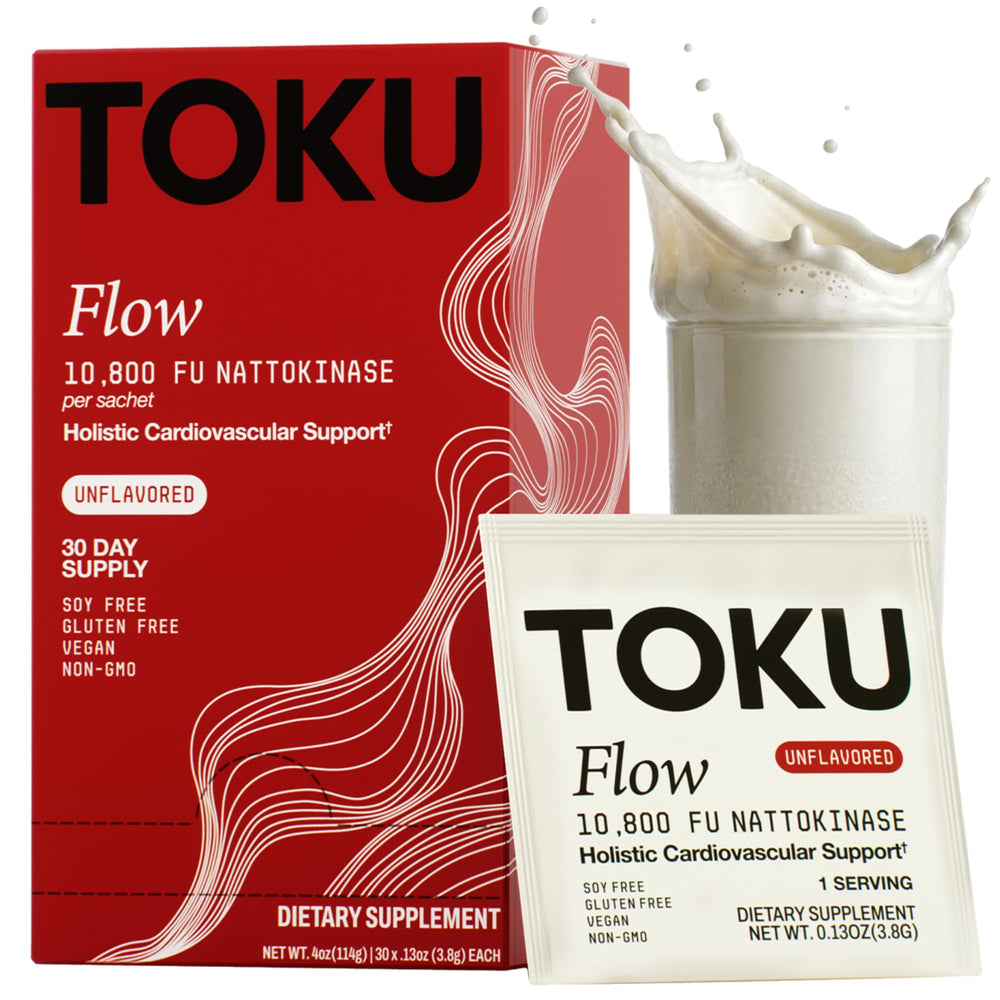Toku Nattokinase bottle front with plant-based soy-free formula.
