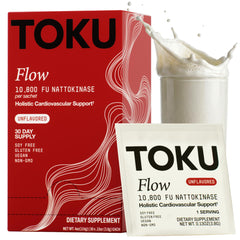 Toku Nattokinase bottle front with plant-based soy-free formula.