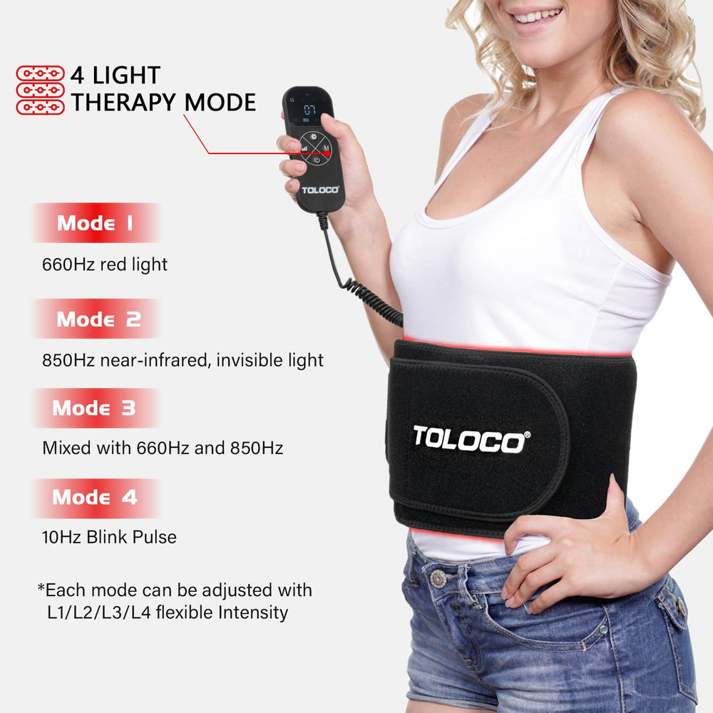 TOLOCO infrared belt targets back and waist areas with warm light.