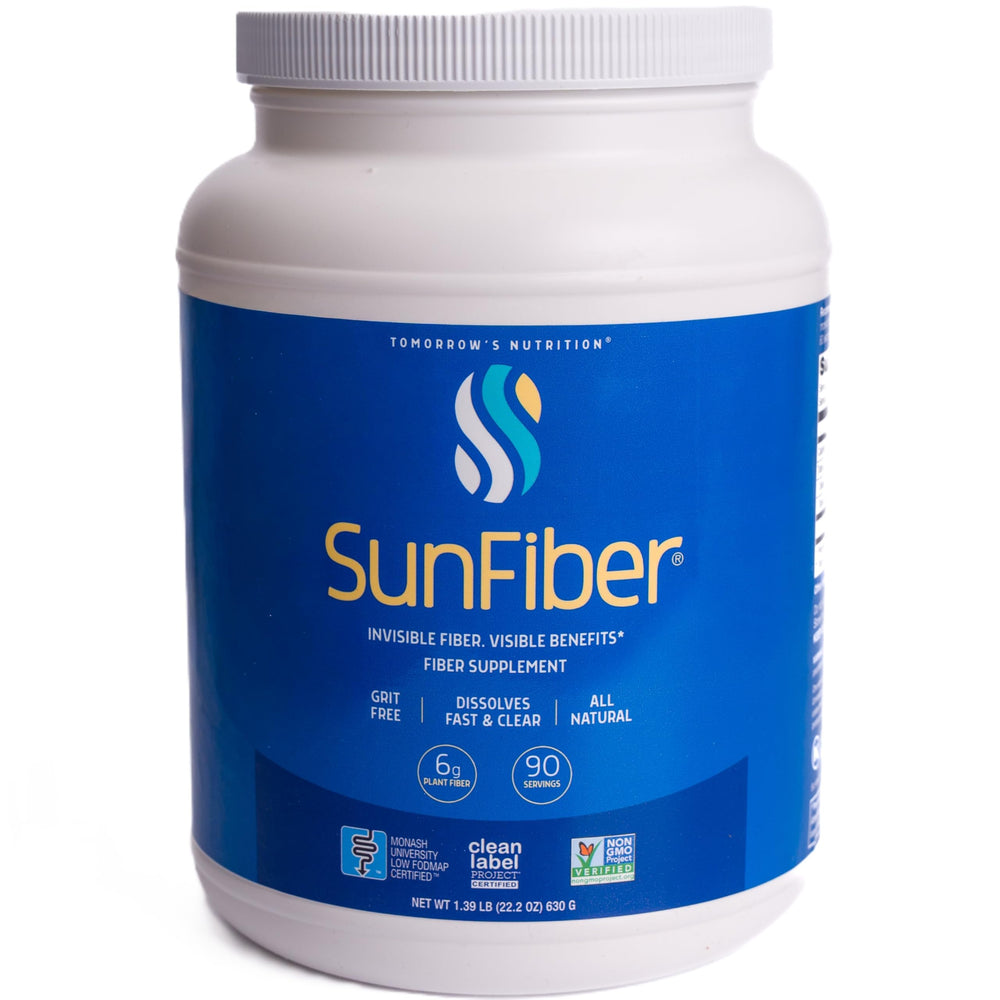Tomorrow's Nutrition Sunfiber bottle pour demonstrates easy daily digestive support