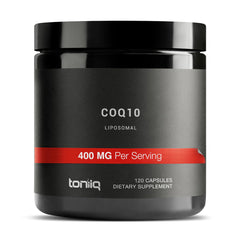 Toniiq CoQ10 bottle with capsules for daily wellness support