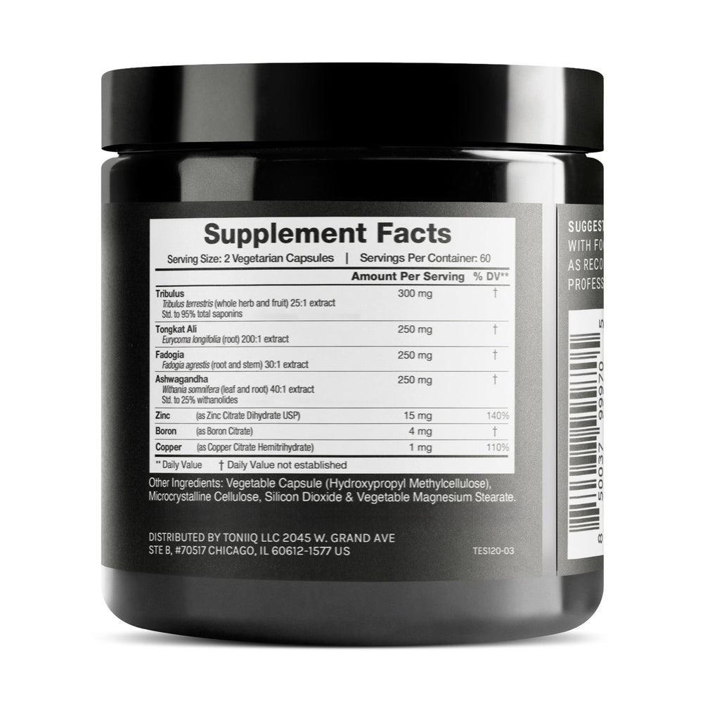Toniiq Elite T Formula capsules ready for daily use and easy dosing.