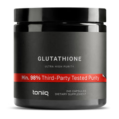 Toniiq Glutathione 1000mg capsules in bottle for advanced liver support.