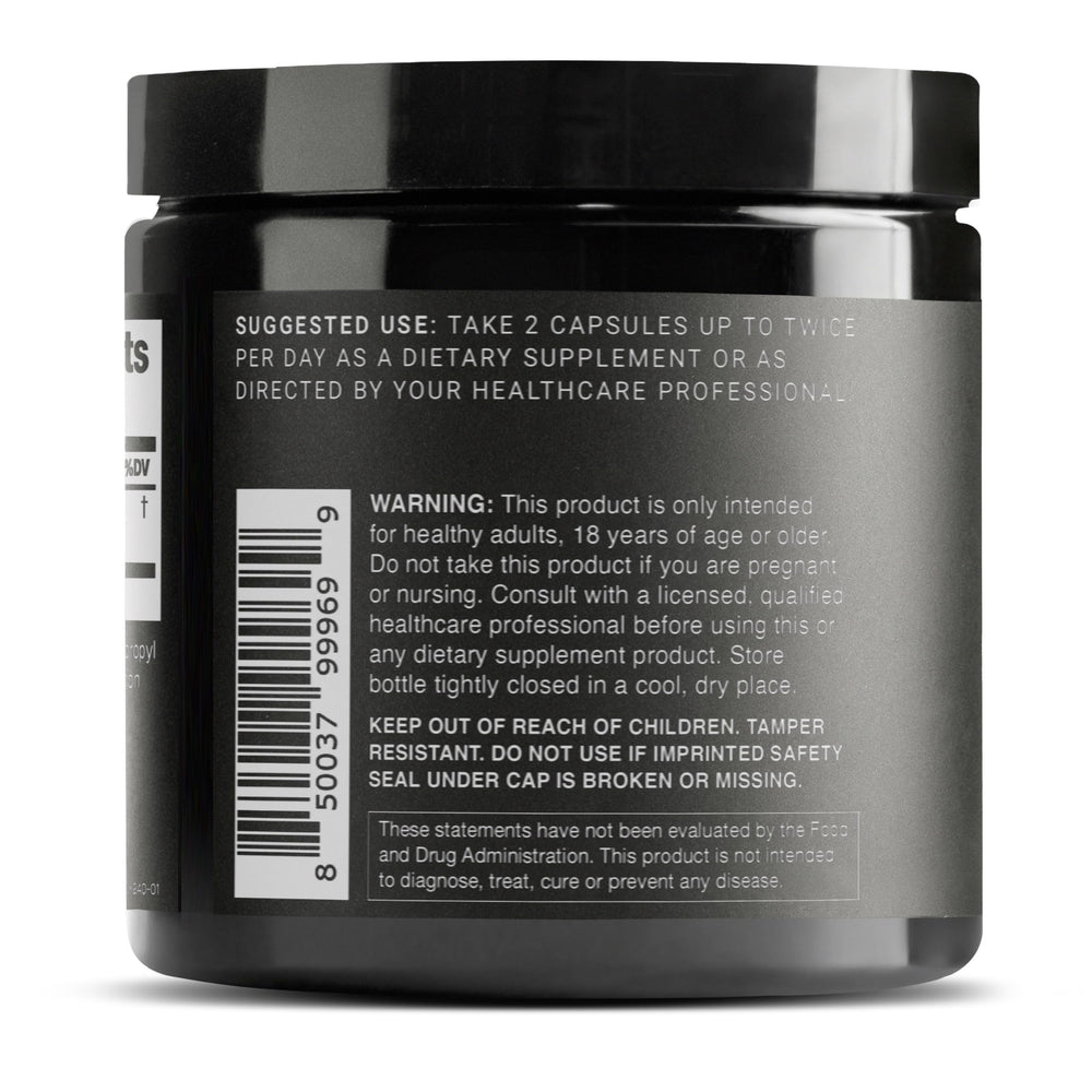 Toniiq Glycine 1300mg capsules close-up of label and dosage.