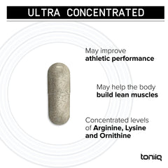 Toniiq HGH capsules close-up highlighting high-purity ingredients.