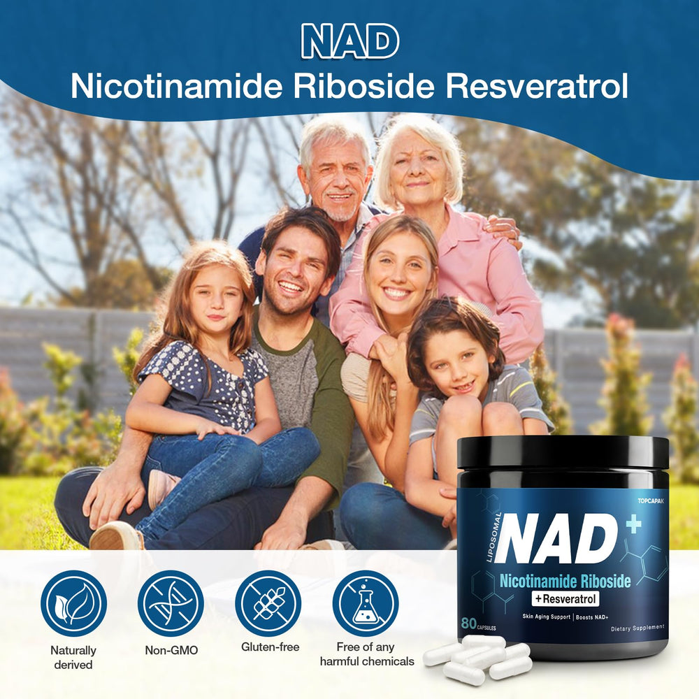 TopCapak NAD+ 1000mg liposomal formulation visual for enhanced absorption.