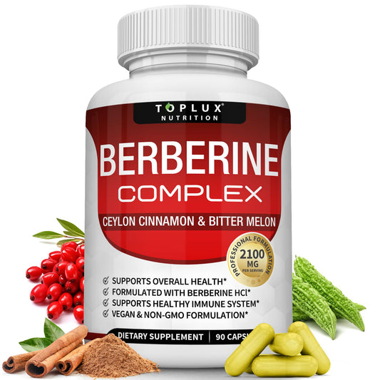 Toplux Berberine capsule close-up highlighting high-purity formula for daily wellness
