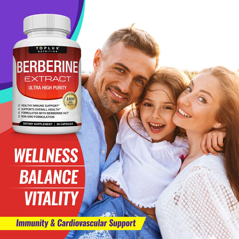 Toplux Berberine purity 97% emphasis suggests potency.