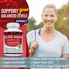 Toplux Blood Sugar Complex capsules close-up shows easy, daily intake.