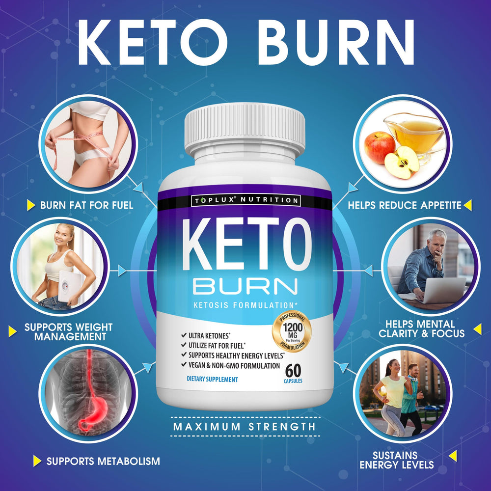 Toplux Keto Burn Pills packaging on kitchen counter, ready for routine.