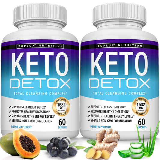Toplux Keto Detox pills bottle front for easy daily cleanse in a keto routine.