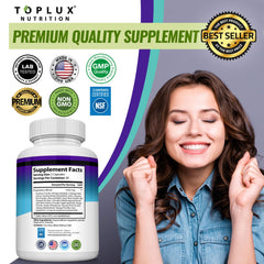 Toplux Keto Detox pills GMP facility USA label denotes quality manufacturing.