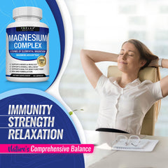 Toplux Magnesium Complex capsules close-up emphasizing vegan non-GMO formula