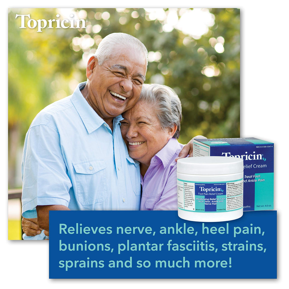 User applying Topricin during daily activities for foot relief.