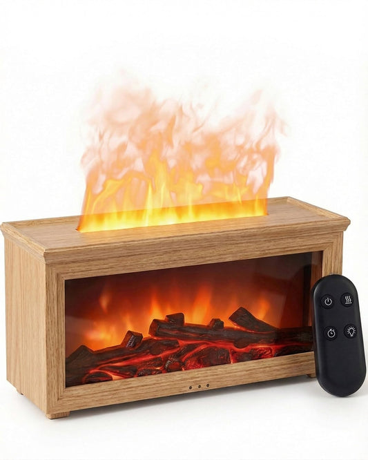 Torlaist diffuser with realistic 3D fireplace glow for cozy ambiance.