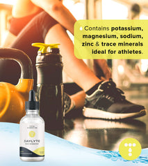 Total Hydration Daylyte electrolyte drops glass serving illustrates refreshing lemon water choice.