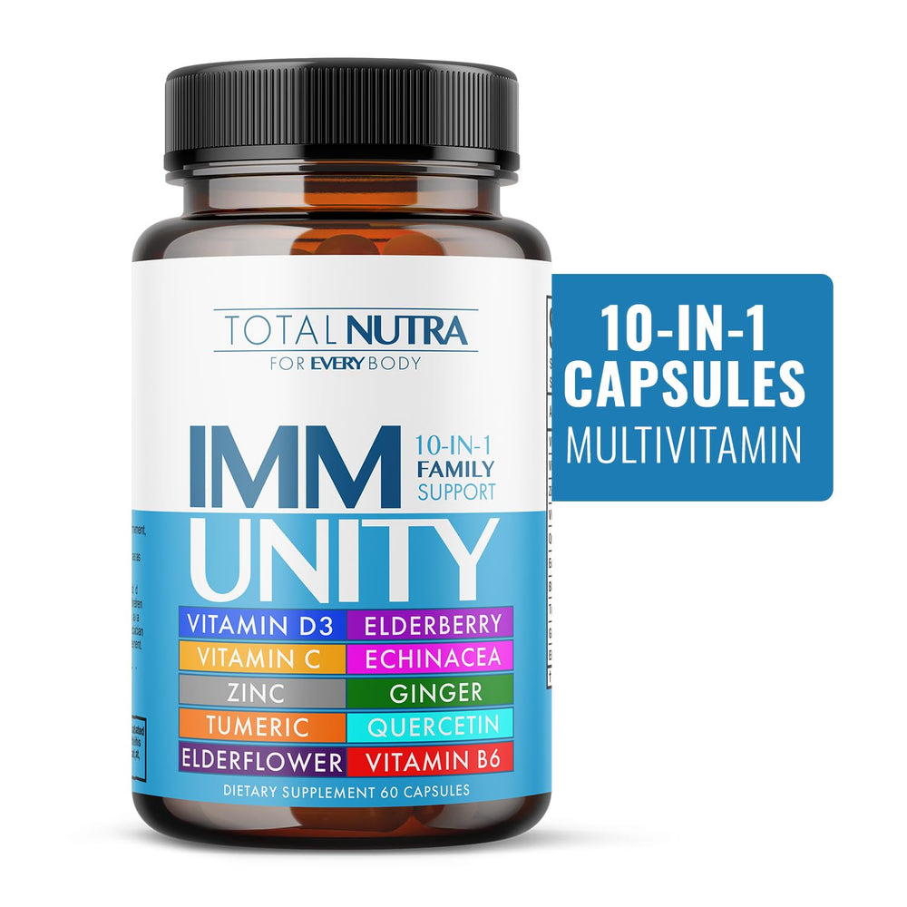 Total Nutra 30-day supply packaging signals convenient month-long immune support.