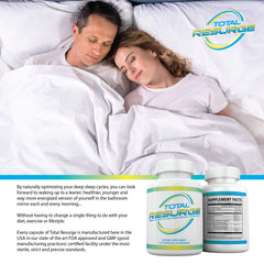 Close-up of Total Resurge Deep Sleep label and capsules