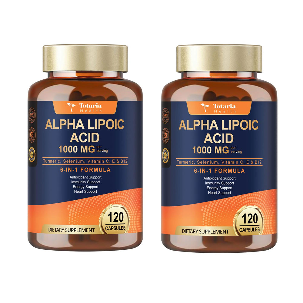 Totaria Alpha Lipoic Acid bottle front with label illustrating quality and antioxidant focus