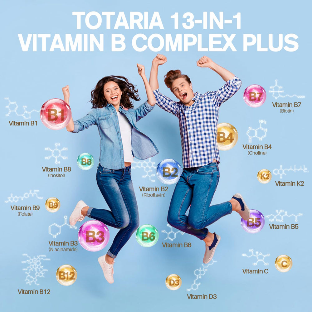 Totaria B Complex bottle front showcasing brand and product details.