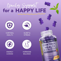 Totaria Cortisol Gummies ingredient list shows adaptogens for consistent calm.