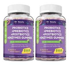 Totaria grape-flavor gummies 2-pack on shelf, tasty gut support option.