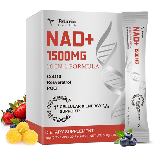 Totaria NAD liquid bottle pour for easy daily energy support.