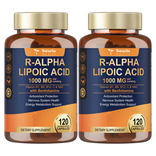 Totaria R-ALA 1000mg bottle front view for daily nerve support use