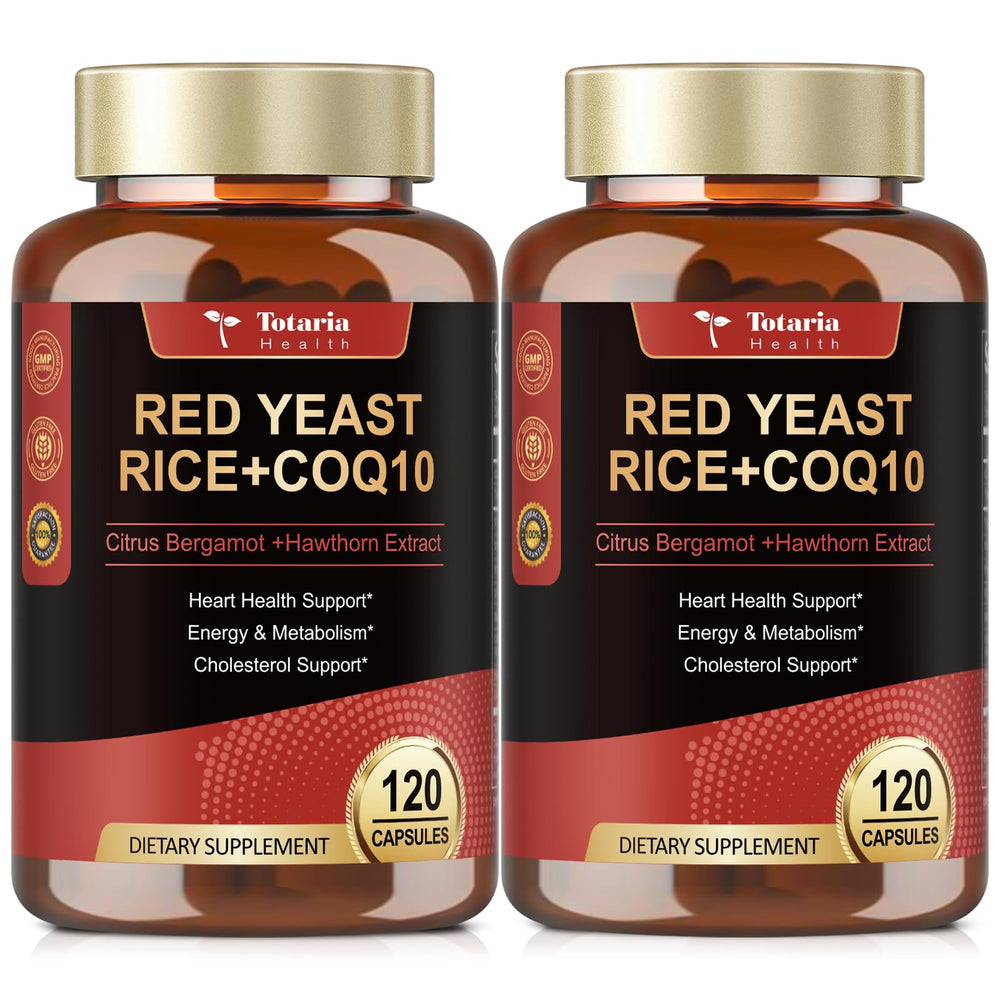 Totaria red yeast rice with CoQ10 bottle for daily heart health support.