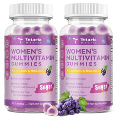 Totaria sugarfree multivitamin gummies for women bottle, offering daily wellness in a grape flavor.