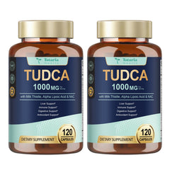 Totaria Tudca 1000mg liver support bottle with capsules for daily use.