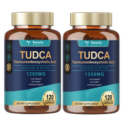 Totaria TUDCA bottle cap showing 1200 mg per serving for liver support.