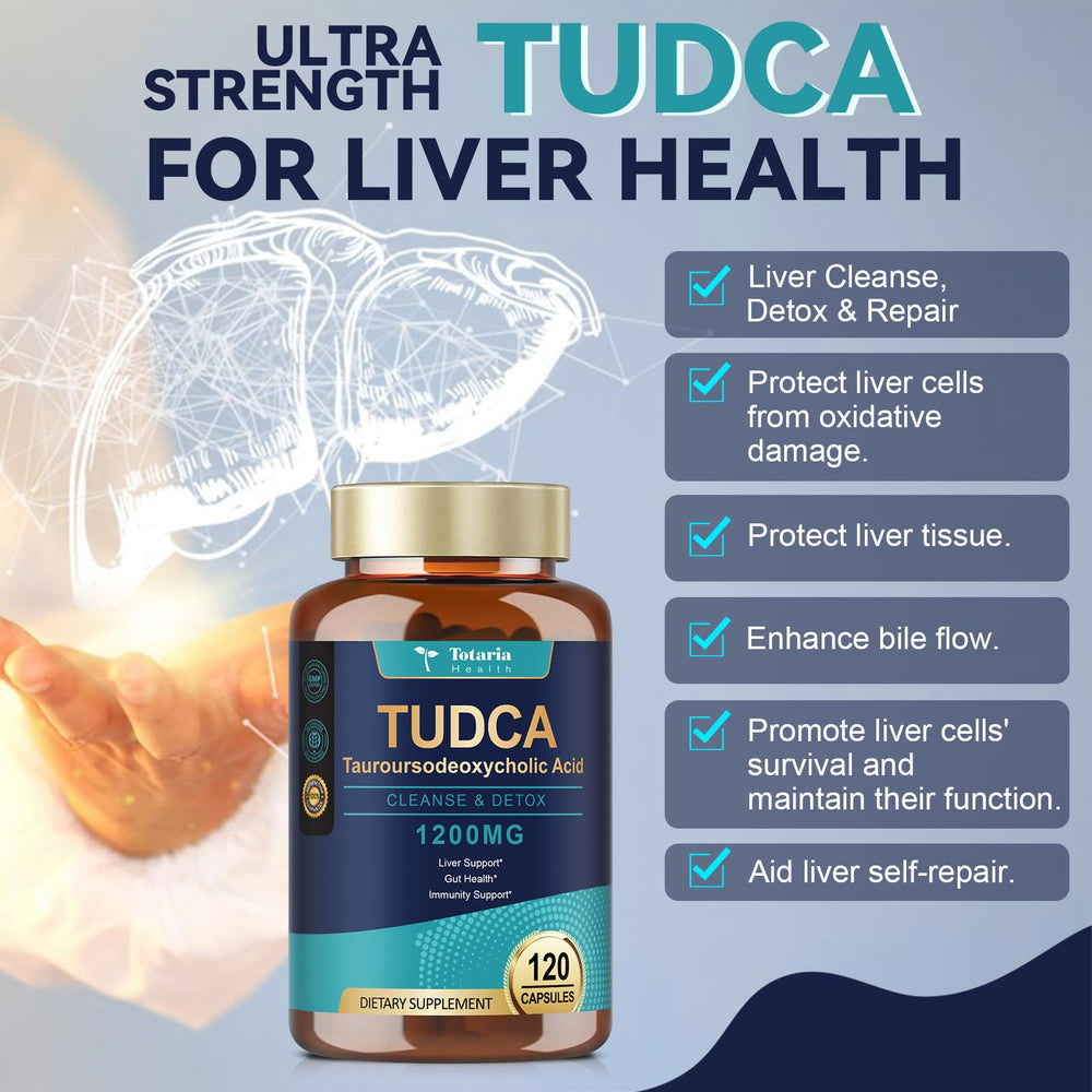 Totaria TUDCA label detail emphasizing purity and allergen-free ingredients.